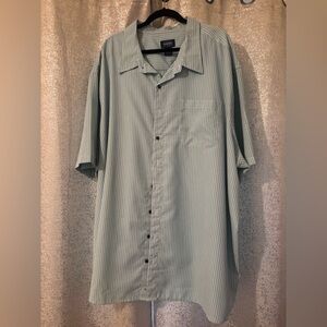 Harbor Bay Men's Green Striped Button Down Shirt